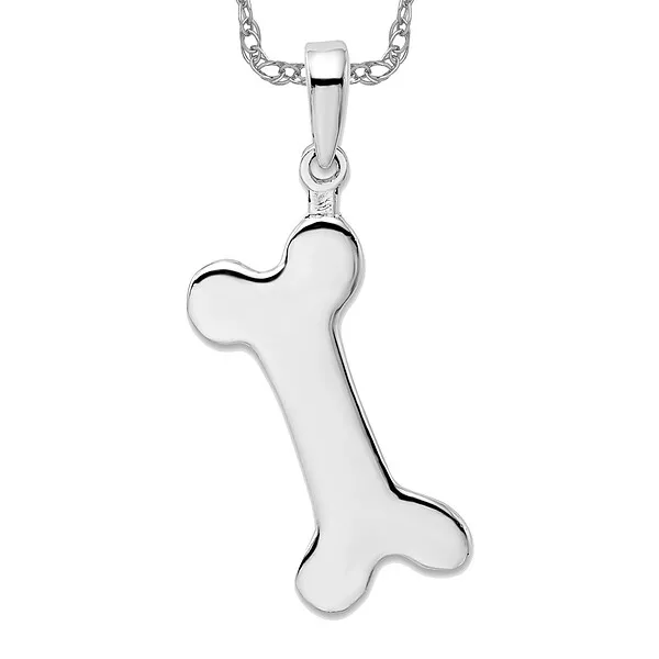 925 Sterling Silver Engraveable Dog Bone Necklace Charm Pendant