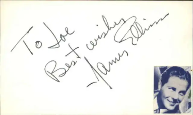 James Ellison D.1993 Actor Signed 3" x 5" Index Card