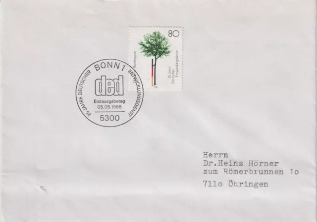 BRD FDC MiNr 1373 (6c) "25 Jahre Deutscher Entwicklungsdienst" -Soziales-Hilfe-