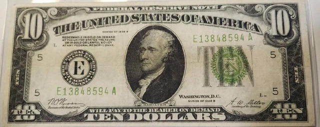 Fr. 2002-E 1928-B Lime Green Seal $10 Frn Federal Reserve Note Richmond, Va