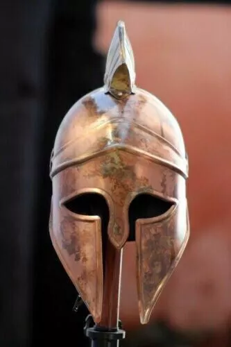 Medieval Knight Warrior Greek Helmet Metal Plume Corinthian Armor Handmade Gift