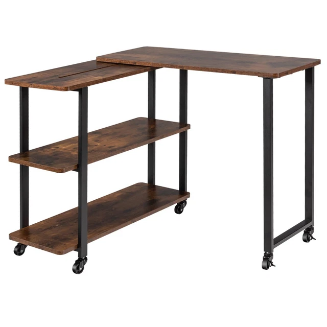 Bureau Lumineux Avec étagères, Plancher En Bois, Lieu De Travail Avec écran D'ordinateur