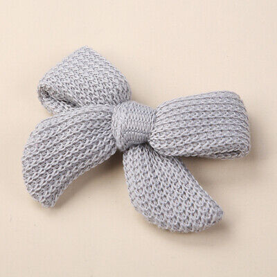 Solid Color Handmade Bowknot Bangs Hairpins Knitted Wool Bow Hair Clip BB Clips