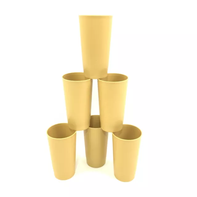 VINTAGE SET 6 Tupperware Harvest Gold 12 oz Tumblers Cups 873 7633 £18