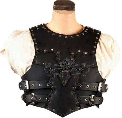 Medieval Black Leather Muscle Body Armor Chest Jacket Costume Reenactment item
