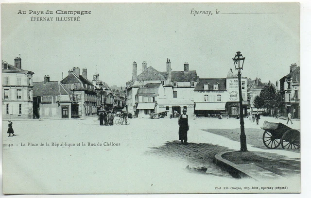 EPERNAY - Marne - CPA 51 - Place de la République belle carte 1900 bleutée