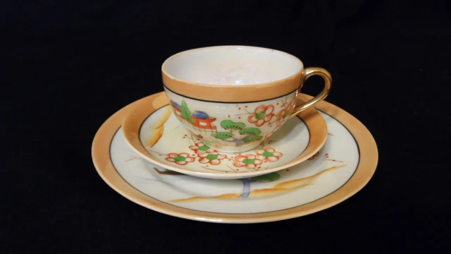 Vintage Trio Japanese Handpainted Luster Ware Hotta Yu Shoten 1920-30s