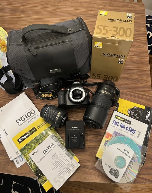 Nikon DSLR Digital Camera D5100 16.2 mp Lot. includes 18-55m and 55-300mm lenses