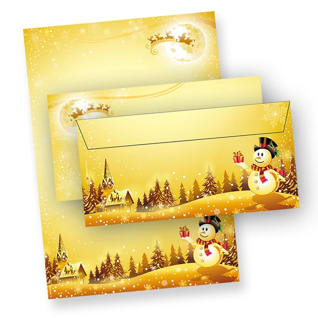 Briefpapier Weihnachten Set DIN A4 Motiv SCHNEEMANN ohne / mit Umschlag günstig