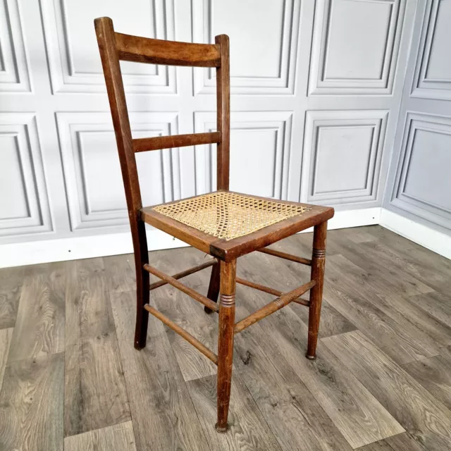 Antique Edwardian Turned Decorative Cane Occasional Bedroom Window Chair Vintage