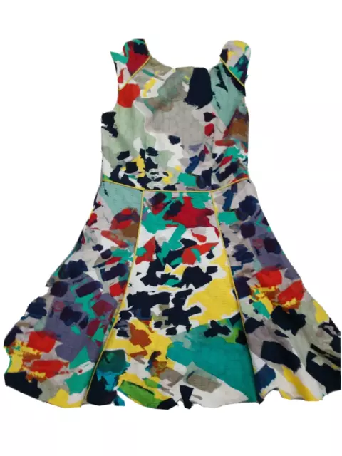 RACHEL ROY Sun Dress Fit & Flare Sleeveless Low Back Cotton Silk Colorful Size 4