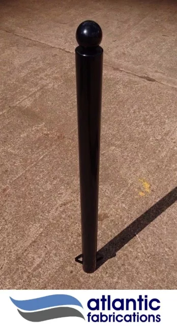 Steel  bollard, concrete in 76mm black ball top, parking post security