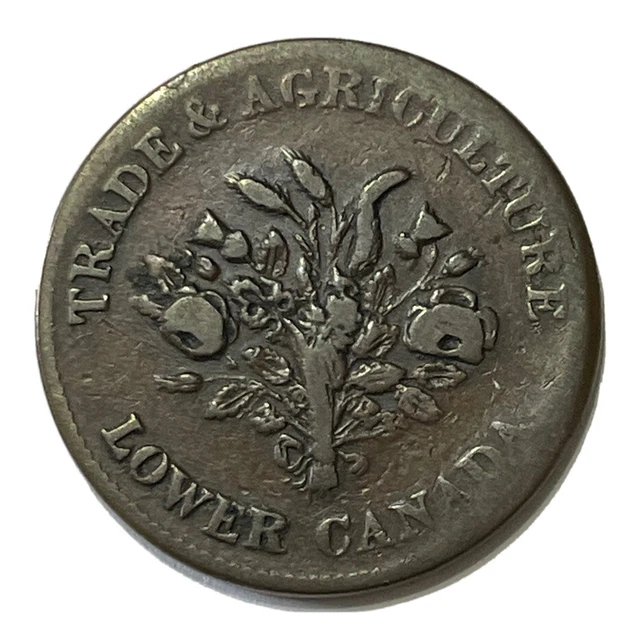 1836 Lower CANADA 🇨🇦 Un Sous Bank Token Of Montreal ~ BOUQUET SOUS ~ Rare