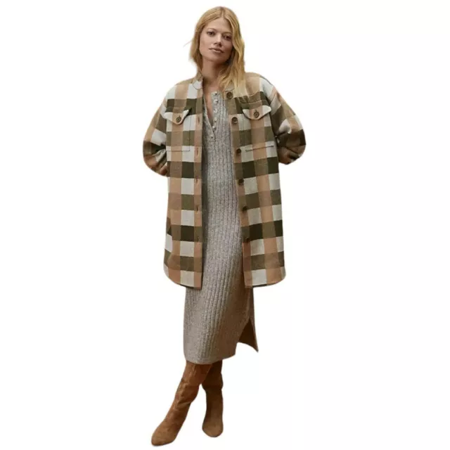 NWT FIELD FLOWER Anthropologie Plaid Wool Sweater Coat In Brown Size Small 165.00 PicClick