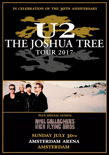 U2 Poster Plakat Konzertposter Concert Tour Joshua Tree Amsterdam 30.07.2017