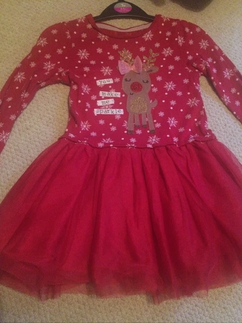 GIRLS LINED CHRISTMAS Dress Age 3 4 Tesco F F 8.00 PicClick UK