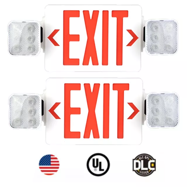 2 Pack Red LED Exit Sign, UL Emergency Light - Dual LED Lamp ABS Fire Resistance