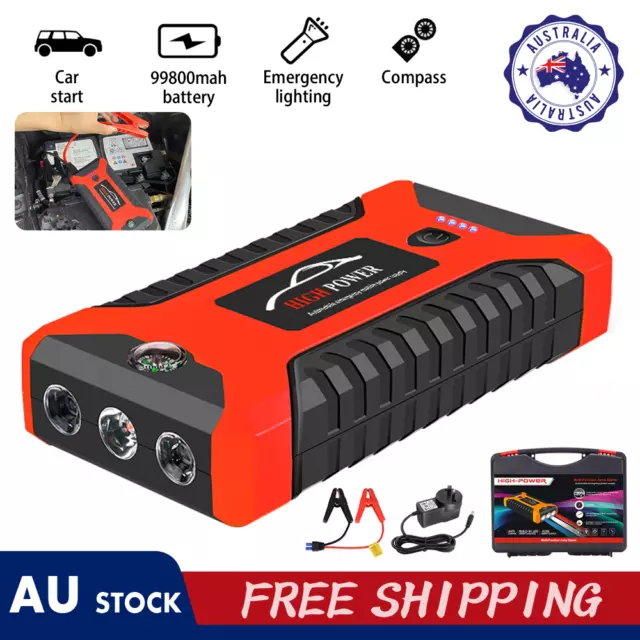 99800mAh 12V Car Jump Starter Pack Booster Charger Battery Power Bank Portable