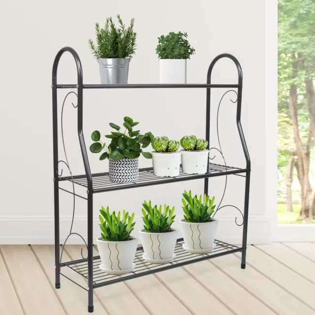 3Tier Metal Plant Stand Wrought Iron Flower Pot Rack Holder Shelf Indoor/Outdoor