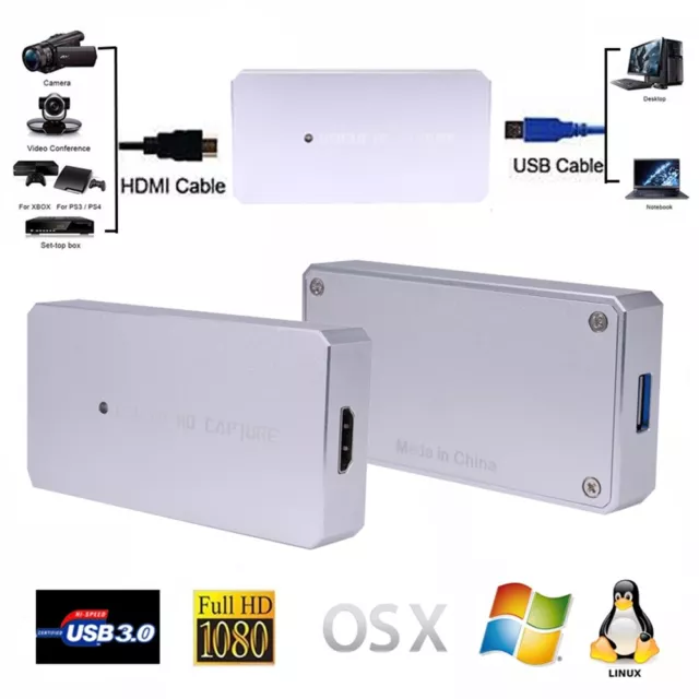 USB 3.0 Game Capture Card Recorder HD 1080 60 HDMI Video 1080P 60FPS Live Stream