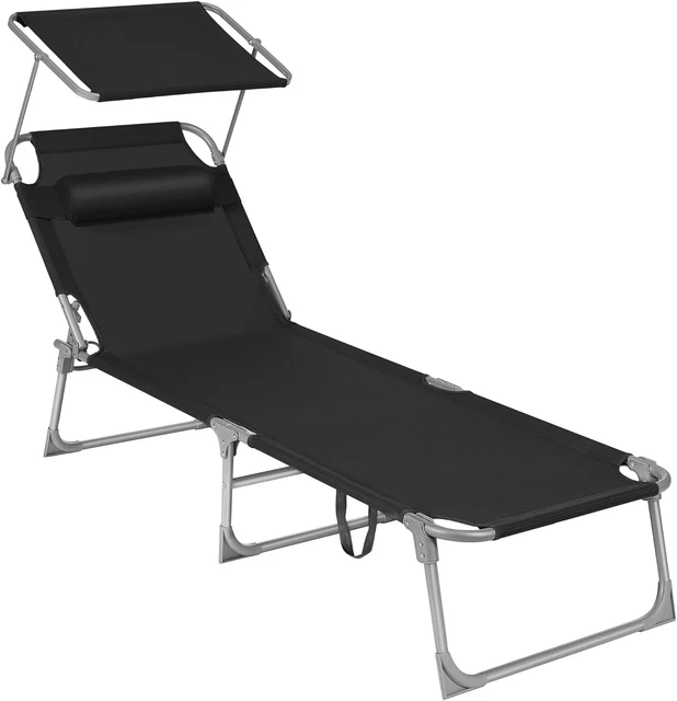 Sedia da campeggio CampFeuer, nero, regolabile in 7 posizioni, sedia da esterno pieghevole Sedia da campeggio CampFeuer, nero, regolabile in 7 posizioni, sedia da esterno pieghevole