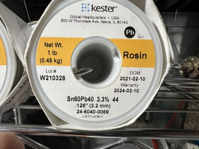 Kester 24-6040-0053 Solder Roll, 66 Core Size, 0.050 Diameter