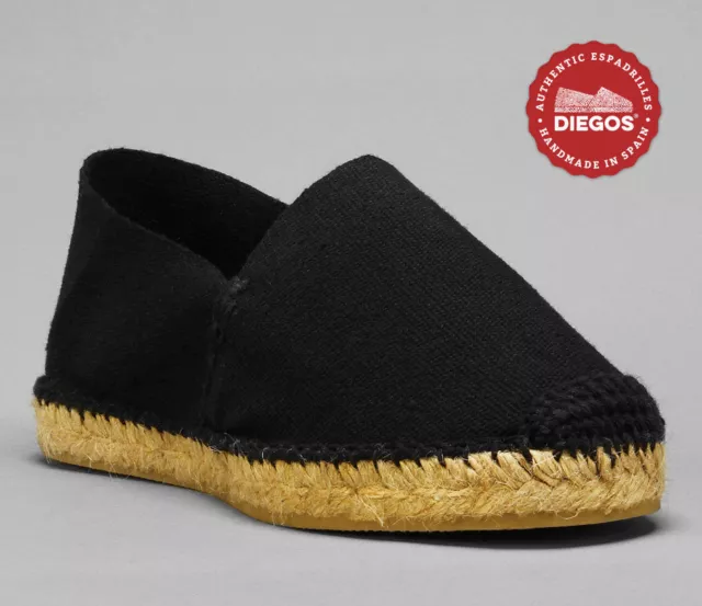 Authentic Black Flat Espadrilles Hand Made in Spain - Both for Men and Women