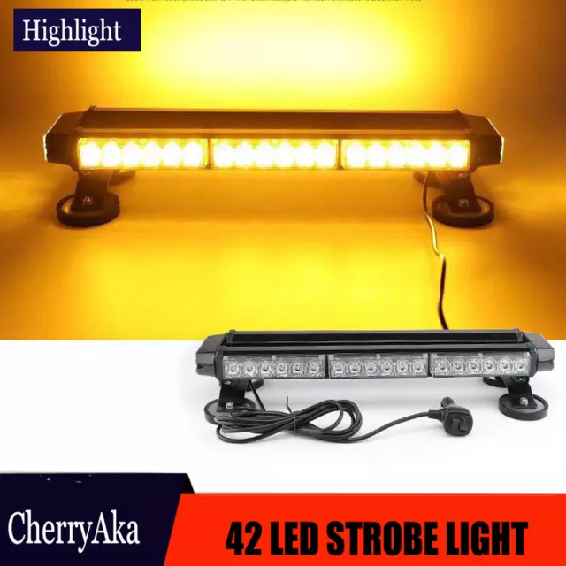 21" 42LED 126W Emergency Warning Double Side Strobe Flash Light Bar Amber