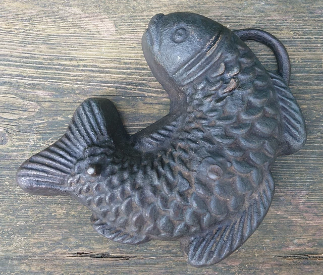 Old Baking Mould Mold Cake Pan Fish Shape Wrought Iron Cast Iron 2413 G