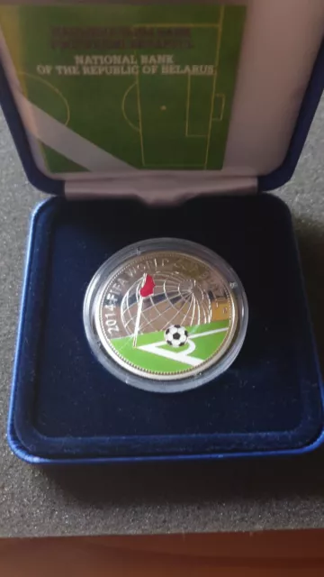 Weißrussland/Belarus 10 Rubel 2013 Fußball-WM in Brasilien Silber proof, 20g