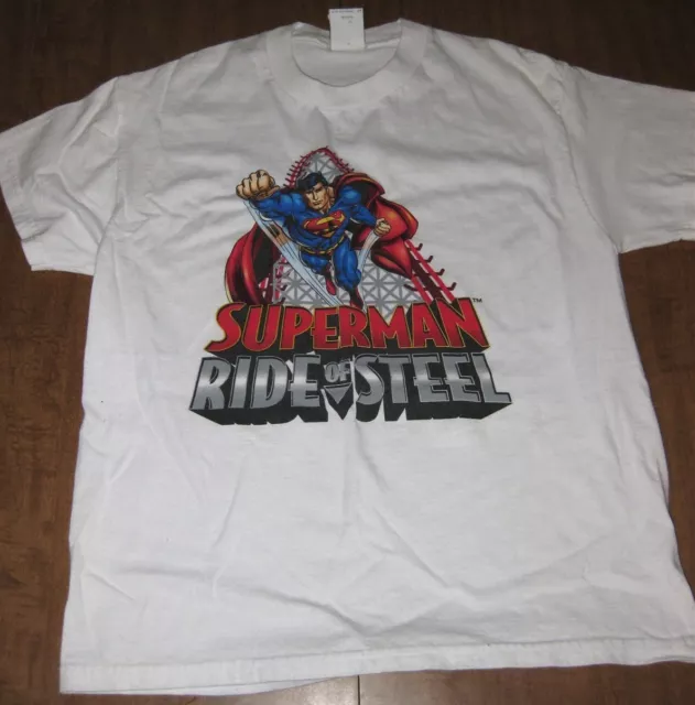 SUPERMAN Ride of Steel rollercoaster T shirt youth lrg tee Six Flags New England