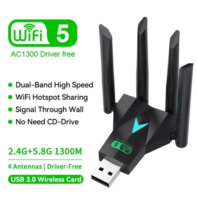 USB 3.0 Wireless WIFI Adapter 1300Mbps Long Range Dongle Dual Band Network Lot E - Foto 6