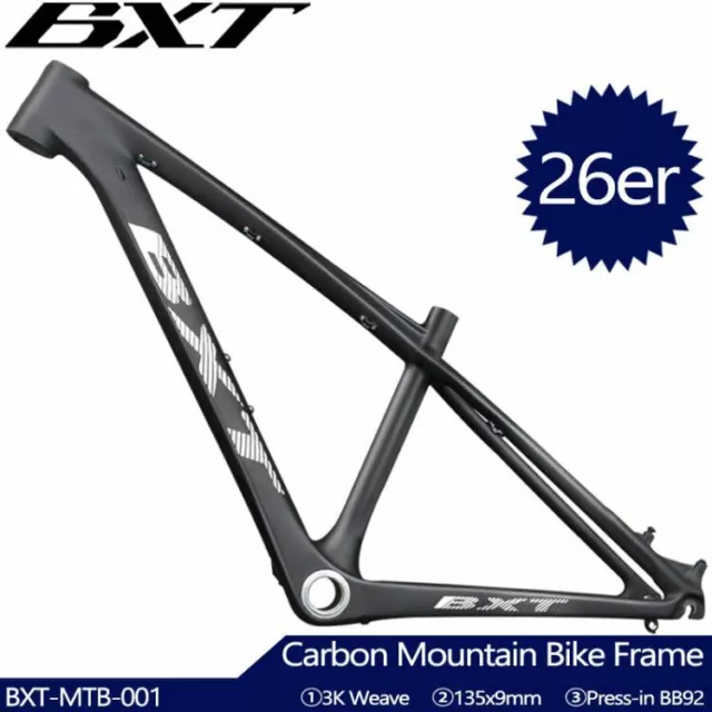 26er Full Carbon Fiber MTB Bike Frame 14inch Mountain Bicycle Frameset 3K Frames