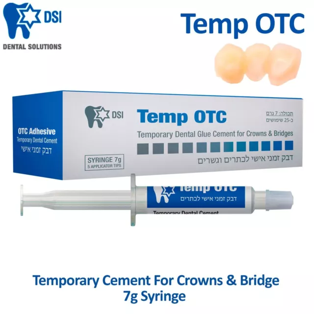 DSI Temp OTC Temporary Dental Glue Cement 7g Crowns Bridges DIY Teeth Emergency