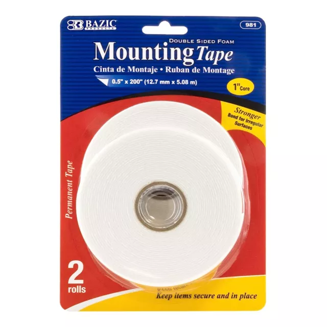 XFasten Double Sided Woodworking Tape, White, 2.5 Inch x 30 Yards (6-Pack)  Ye