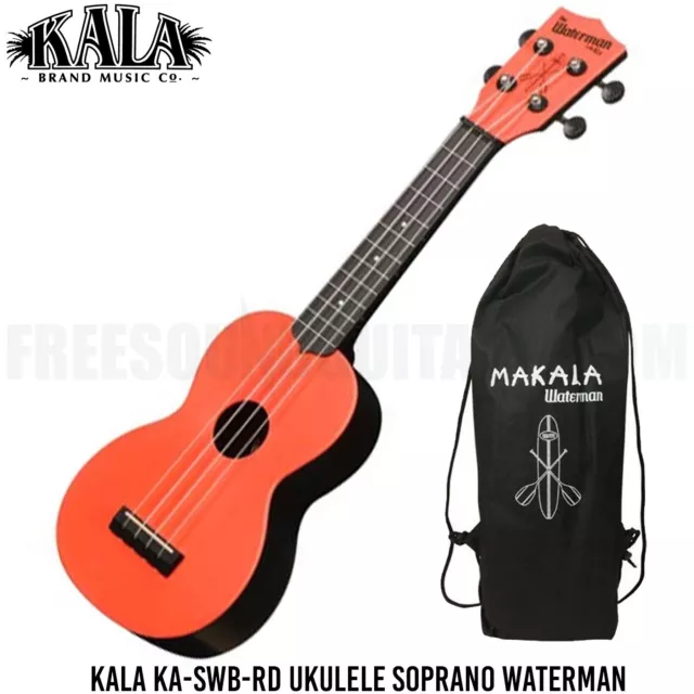 Kala KA-SWB-RD Ukulele Soprano Waterman TOMATO RED MATTE con BORSA CUSTODIA