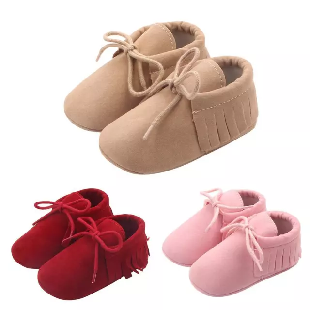 fr Newborn Baby Boys Girl PU Leather Moccasins Tassel Soft Sole Non-slip Shoes