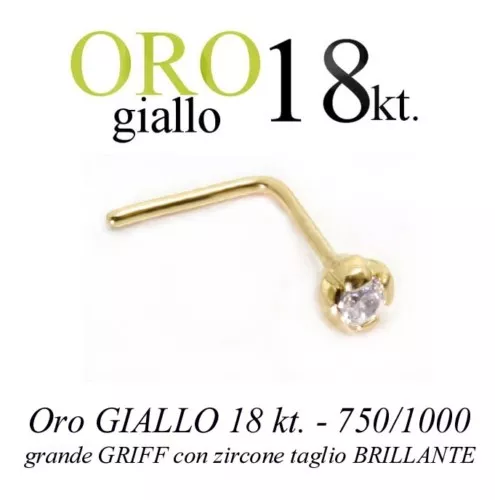 Piercing De Nariz Nose Oro Amarillo 18kt. Grande Griff Circonita Yellow Gold