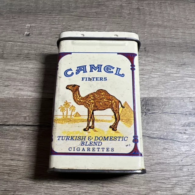 VINTAGE METAL CAMEL FILTERS BOX SMALL TIN CIGARETTE PACK 95mmx60mmx25mm