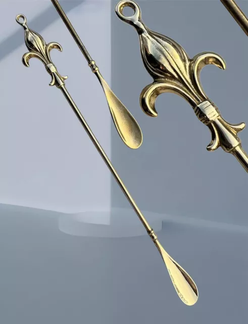 Schuhlöffel gold Messing Schuhanzieher 50cm  shoehorn Klassik mit Lilienmotiv 2