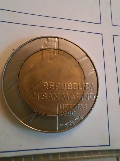 Moneta 500 lire bimetallica Rara - 1990 Repubblica di San Marino  1690 anni
