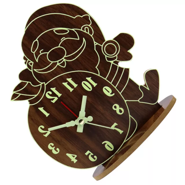 Orologio in legno sveglia di Babbo Natale libreria decorazione rustico orologio da parete muto