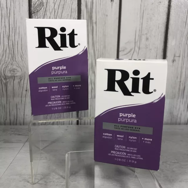 2 Rit tinte en polvo para todo uso 1-1/8 oz telas ropa madera papel artesanal, púrpura