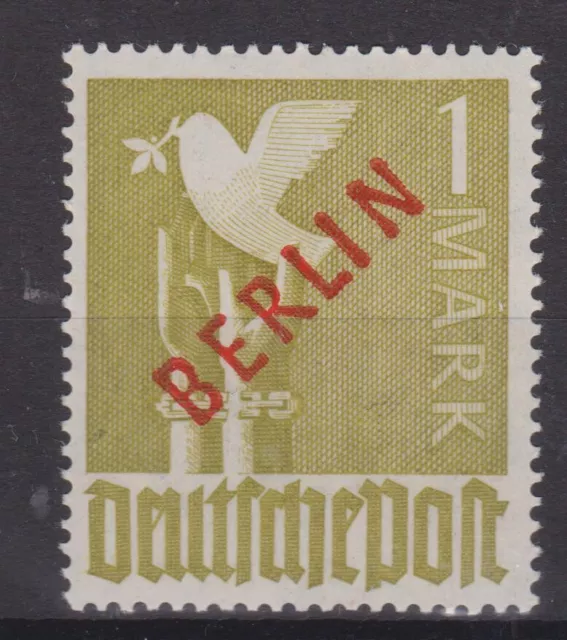 Berlin Nr. 33 postfrisch, tief-geprüft BPP Schlegel  1 Mark .Rotaufdruck 1949