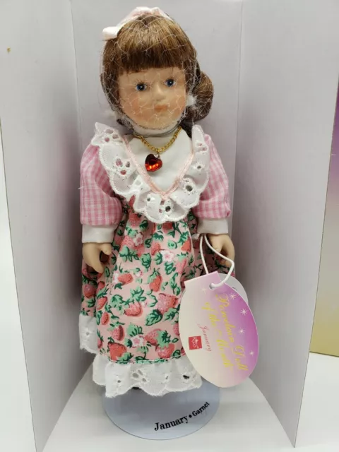 NOS Russ Berrie Porcelain Doll Of The Month January "Garnette" Handcrafted