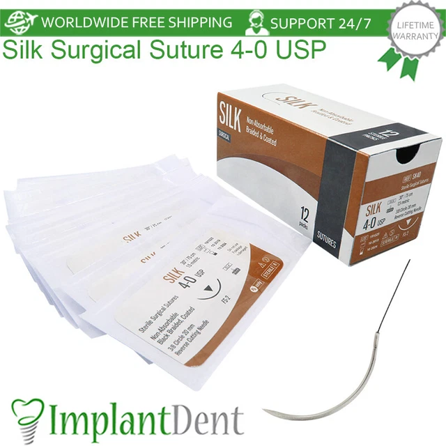 DENTAL NONABSORBABLE & Braided Surgical Silk Suture 40 USP Dentistry