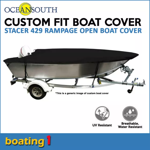 Oceansouth Custom Fit Boat Cover for Stacer 429 Rampage Open Boat
