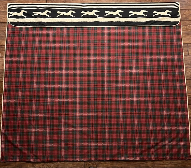 Wild West Horses Plaid Duvet Cover CUSTOM MADE 88” X 92” Western QUEEN SIZE EUC