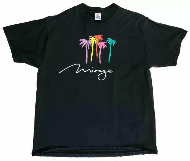 Vintage Mirage Casino Las Vegas T Shirt XL Black Tree Logo USA Made 90s Jerzees