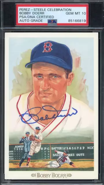 Bobby Doerr Gem Mint 10 PSA DNA Signed Perez Steele Celebration Postcard Auto